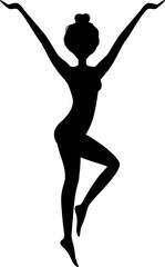 Silhouette ballet dancer on white background