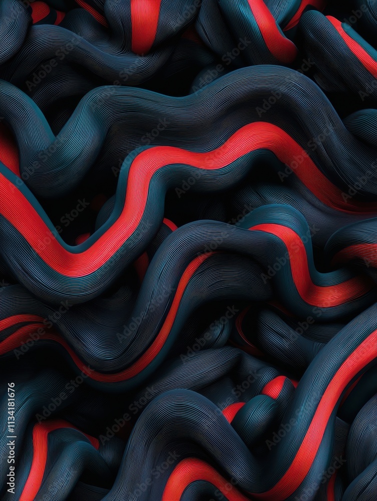 Poster flowing abstract waves animation digital art colorful background close-up view motion design concept