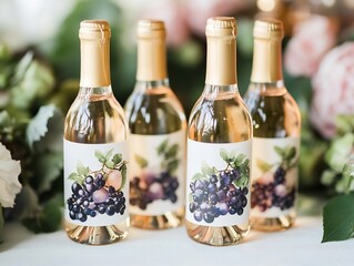 Personalized Mini Wine or Champagne Bottles with Custom Romantic Labels for Special Occasions