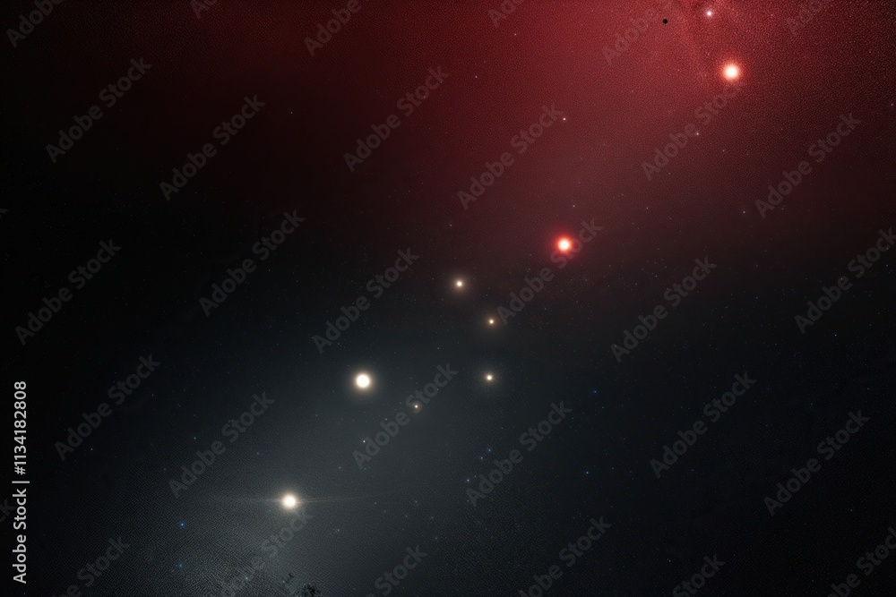 Poster vibrant red and dark black gradient background with sparkling lights on mysterious surface
