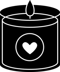 Valentine scented candle silhouette.
Isolated Valentine element.
Transparent background.