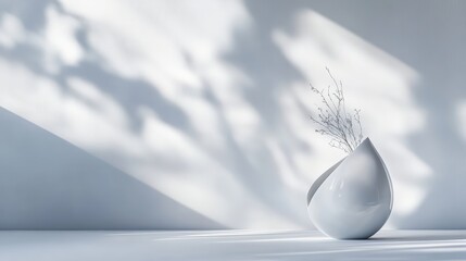 Fototapeta premium Artistic arrangement of minimalist vase with branches modern interior still life bright lighting aesthetic concept for serenity