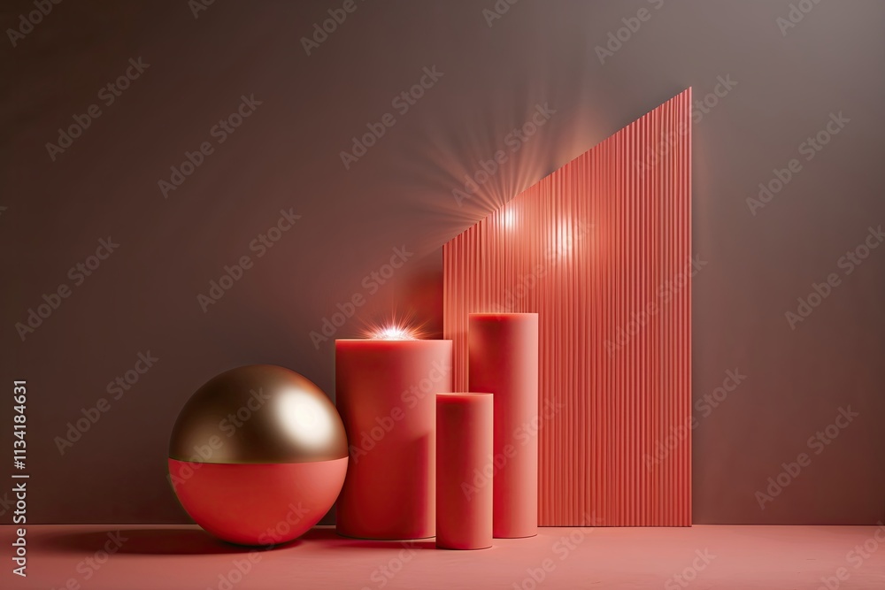 Poster blazing coral and sable gradient with soft lighting in dark space display