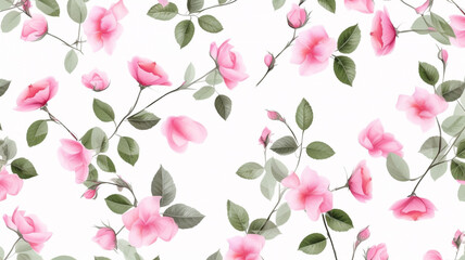  luxurious Wallpaper pattern flower backgrounds. Soft pink and white flowers scattered with green foliage on white. Romantic floral arrangement for gentle decor themes. Pastel flowers and leaves comp
