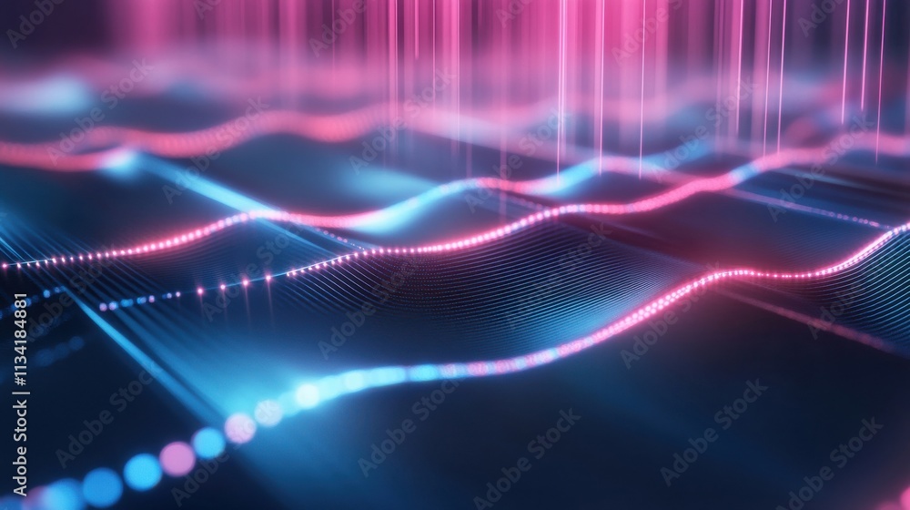 Aufkleber abstract representation of sound waves in vibrant colors with digital glowing effects and patterns f