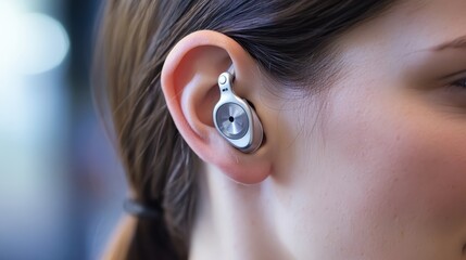 Innovative wireless earbuds enhance daily life urban setting technology focus modern environment close-up view sound experience