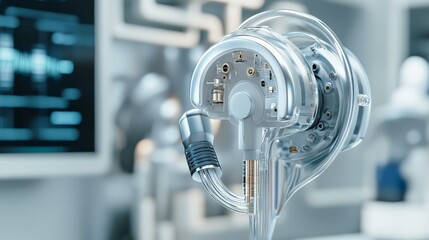 Fototapeta premium Innovative medical device prototype laboratory technology showcase modern environment close-up perspective engineering advancements