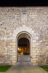 Leon, Spain - November 02, 2024: Exterior facade and details of the historic buildings in the city of Leon, Spain