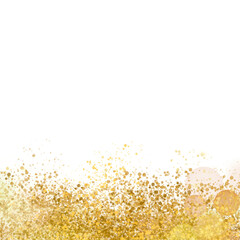 Gold splatter border illustration. Light effect for background.