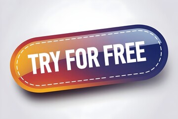A vibrant and gradient Try For Free button, perfect for attracting attention to a free trial offer or promotion. glossy, colorful design makes it stand out and encourages users to take action