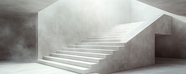 Obraz premium A minimalistic stairway in a foggy, modern space.