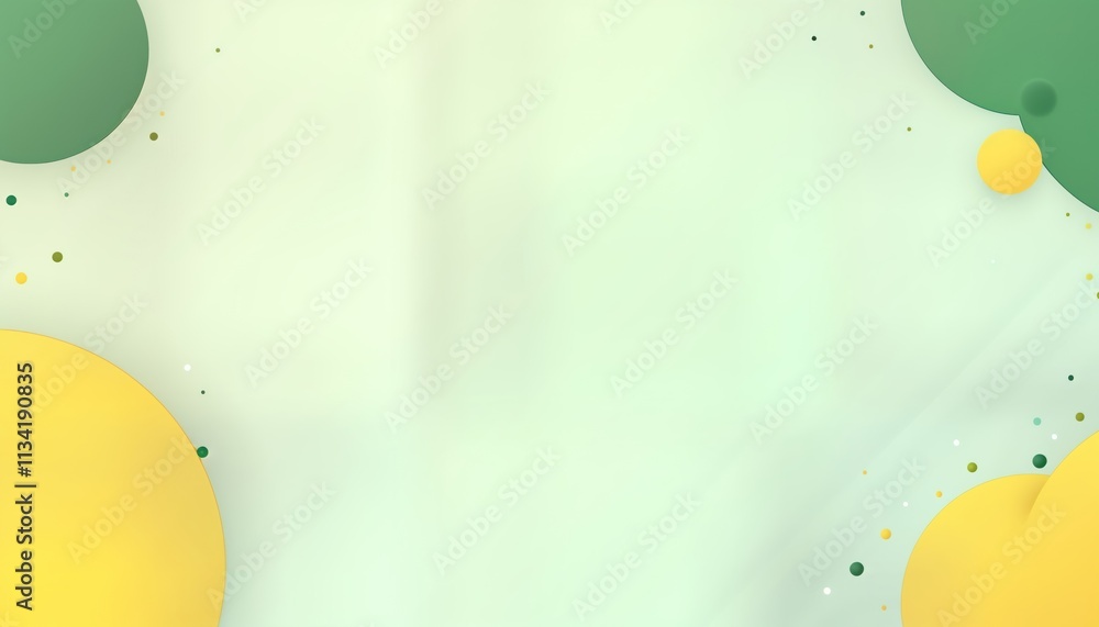 Poster abstract background with soft pastel colors. circular shapes of yellow and green combined with light