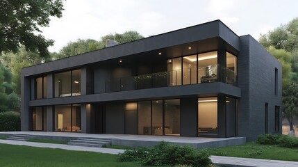 High-definition showcase of a sleek and detailed modern duplex house