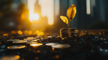 Abstract business Financial charts show a significant increase in profits in the stock market.This is driven by higher interest rates and continued growth. In the innovation world network of financial