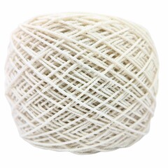 Obraz premium A close-up image of a ball of cream-colored yarn. The yarn is soft and fluffy, with a subtle texture visible in the fibers. The image emphasizes the tactile nature of the yarn and its potential for cr