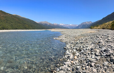 Braided river, Arthurs Pass, Canterbury, South Island, New Zealand