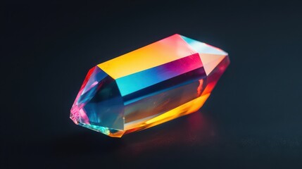 Spectacular light refraction through crystal prism studio setting high-resolution photography vibrant colors close-up view visual art concept