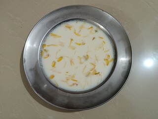 A dessert in a steel plate