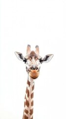 Obraz premium Giraffe long neck safari animal isolated on white background. wildlife. Ultra realistic. Photorealistic hypermaximalist hyper realistic fine detail