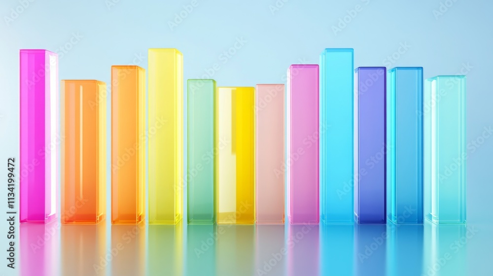 Poster colorful transparent bars on a soft background for creative design