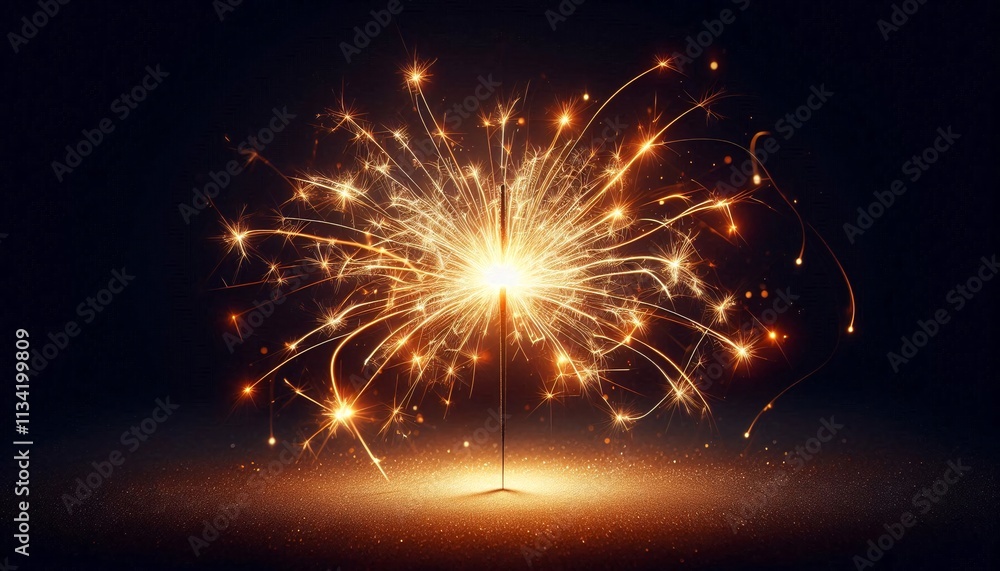 Poster vibrant lighting sparkler creating enchanting trails of light against a dark background, perfect for