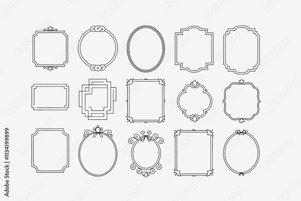 Poster minimalist hand-drawn vector frames collection design, minimalist hand-drawn frames – elegant vector