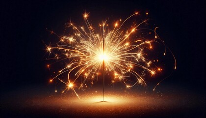 Naklejka premium Vibrant lighting sparkler creating enchanting trails of light against a dark background, perfect for celebration events