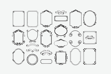 Minimalist hand-drawn vector frames collection design, Minimalist Hand-Drawn Frames – Elegant Vector Collection for Design Projects, easily editable.  