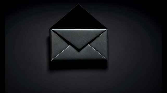 Dark minimalist envelope with a luxurious metallic texture, placed on a dramatic black background, evoking a sense of sophistication, elegance, and premium design for modern communication concepts.

