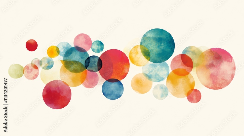 Poster colorful abstract bubbles on cream background for artistic design