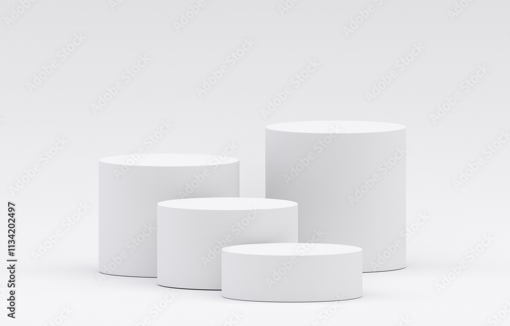Wall mural white product display podium in studio room, for display presentation