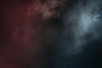 Smoky Shadow Gradient Background with Atmospheric Texture in Burgundy, Charcoal, and Steel Blue