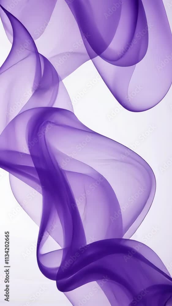 Poster delicate purple fabric flows gracefully, creating an elegant display of curves and movement in a sof