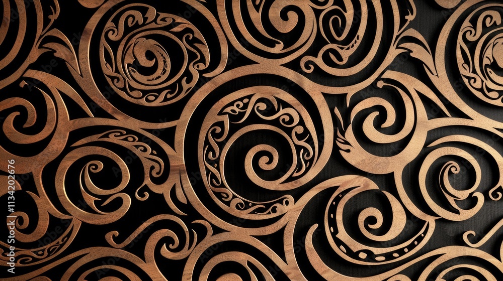 Poster concept art of maori toi patterns on a blank background