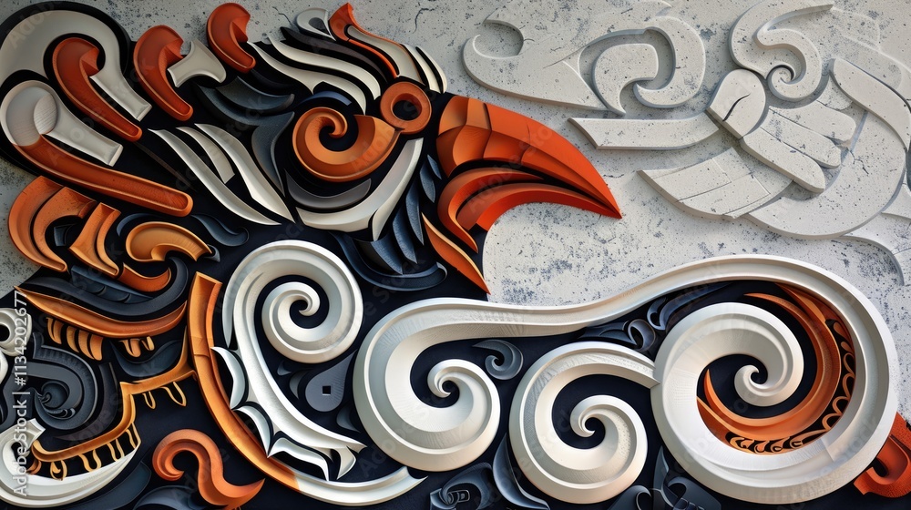 Poster concept art of maori toi patterns on a blank background