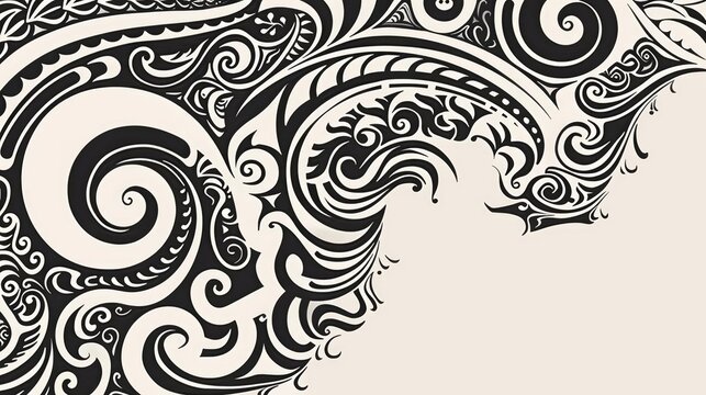 concept art of maori toi patterns on a blank background