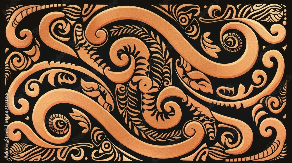Poster concept art of maori toi patterns on a blank background