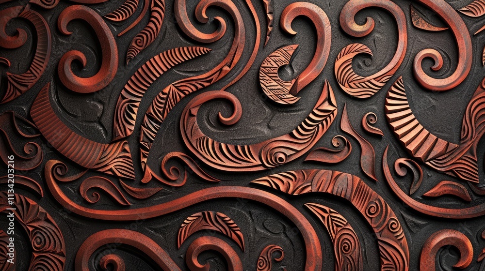Poster concept art of maori toi patterns on a blank background
