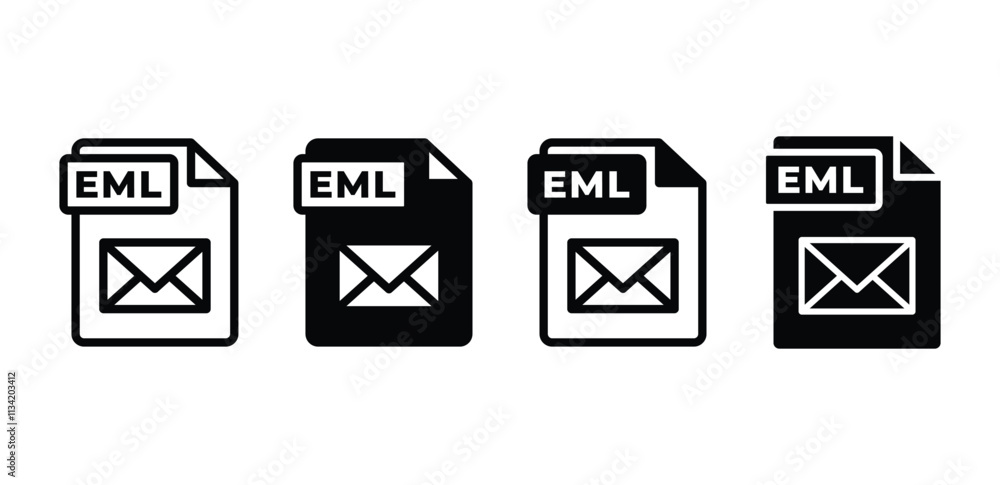 Poster eml file format icon sign symbol vector design simple black white color illustration collection isol