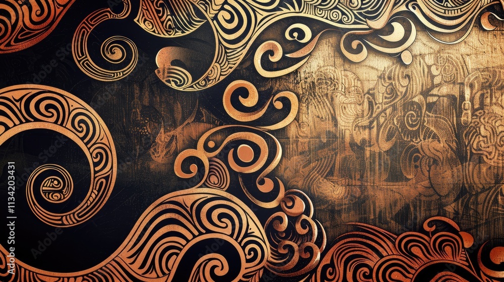 Poster concept art of maori toi patterns on a blank background