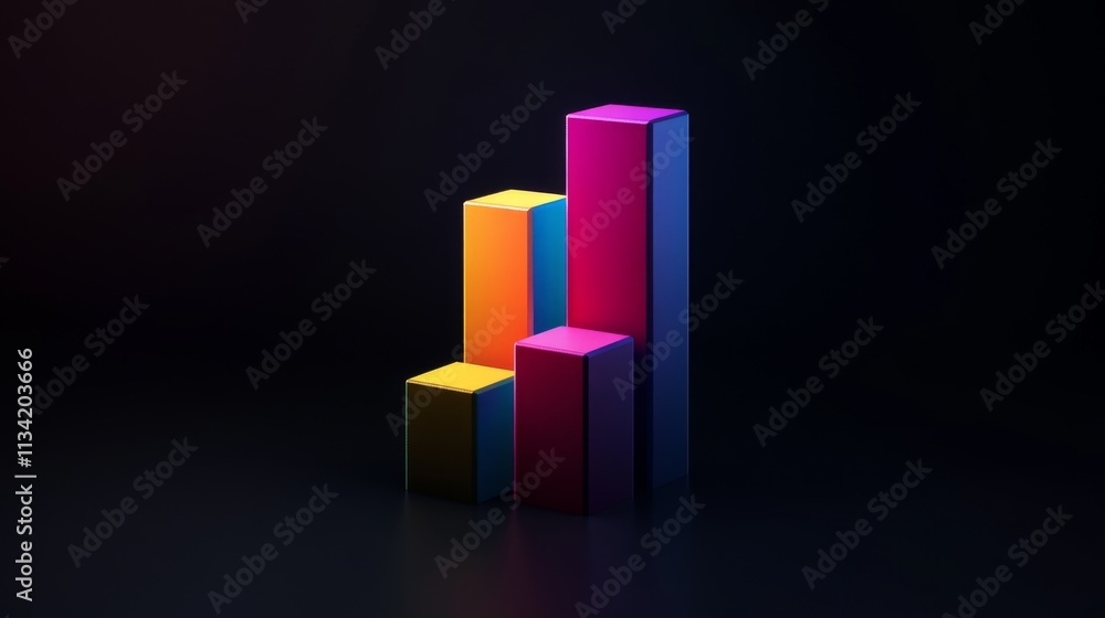 Poster colorful bar graph display on dark background for data analysis