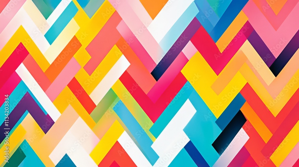 Fototapete Vibrant Abstract Background with Colorful Zigzag Patterns