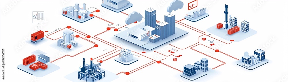 Poster seamless cloud integration for strategic transformation, illuminated data flow, vast connected syste