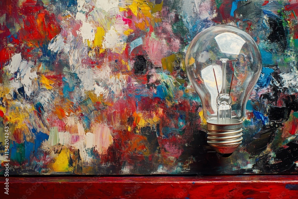 Poster colorful abstract background with creative light bulb displaying innovation and artistic expression,