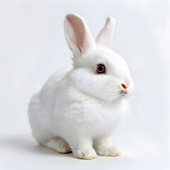 Fototapeta premium Small white rabbit isolated on white background