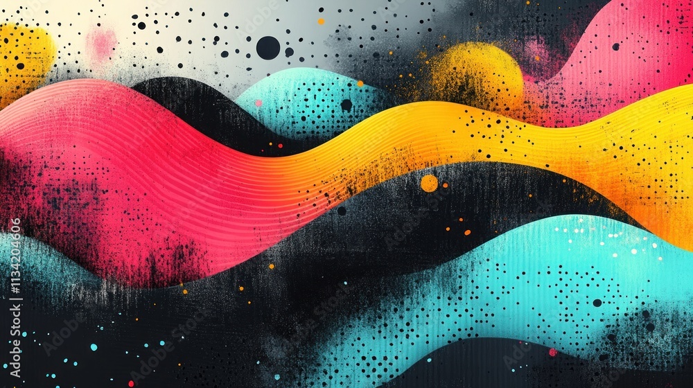 Poster abstract waves in vibrant colors create a dynamic visual experience.