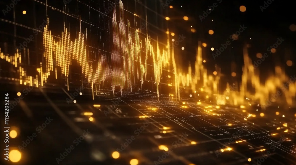 Poster dynamic abstract background with digital waveforms and light effects