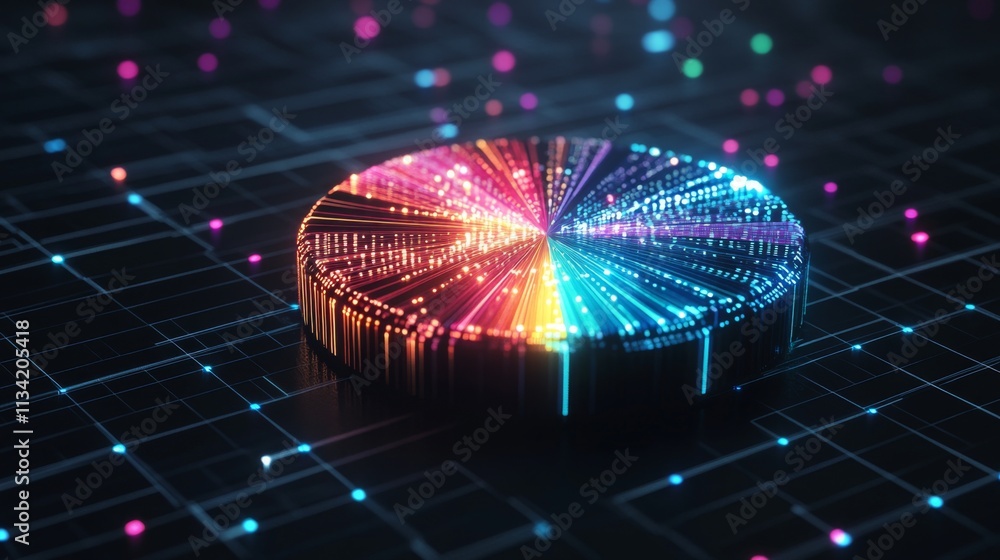 Aufkleber colorful data visualization with digital elements and glow effects
