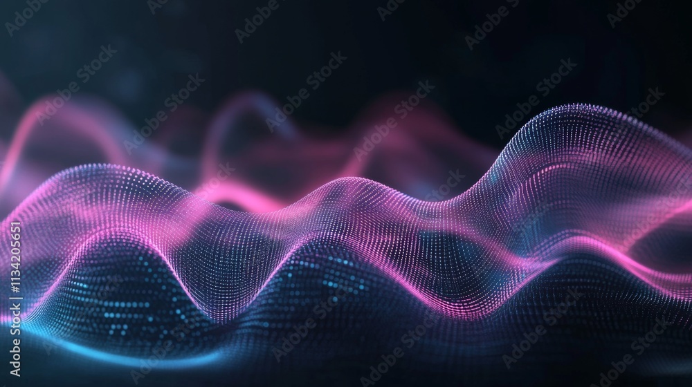 Aufkleber vibrant abstract waves with neon colors and digital texture effect