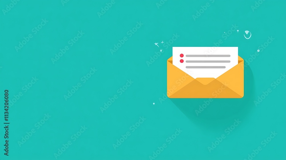 Poster yellow envelope icon with a message inside representing new email notification.